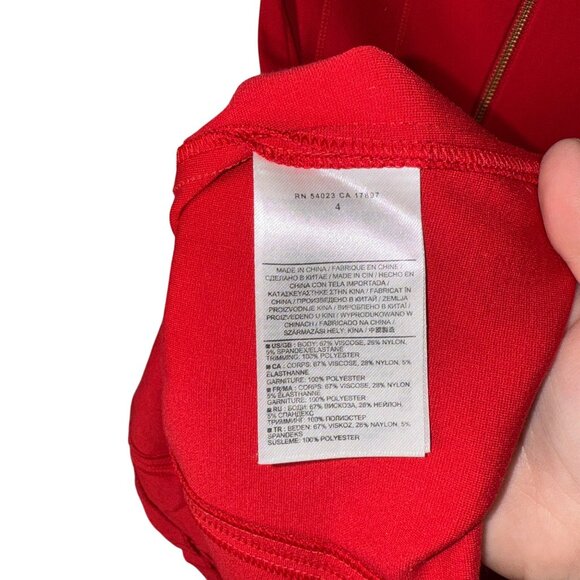 Banana Republic Red Short Sleeve A-Line Dress With Back Zip Closure Size 4 - Picture 7 of 8